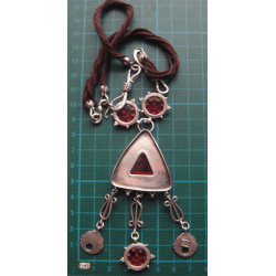 Akik Taşlı Gümüş Kolye ve Küpe Set_485