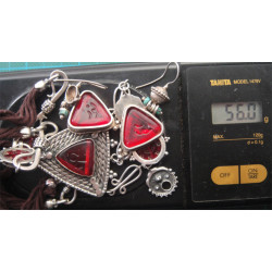 Akik Taşlı Gümüş Kolye ve Küpe Set_485