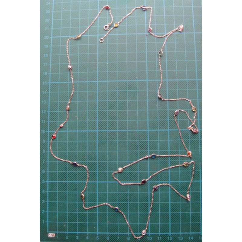 Değişik Renk Taşlı Gümüş Kolye_498