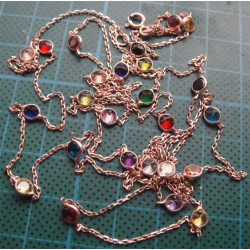 Değişik Renk Taşlı Gümüş Kolye_498