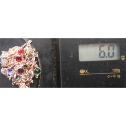 Değişik Renk Taşlı Gümüş Kolye_498