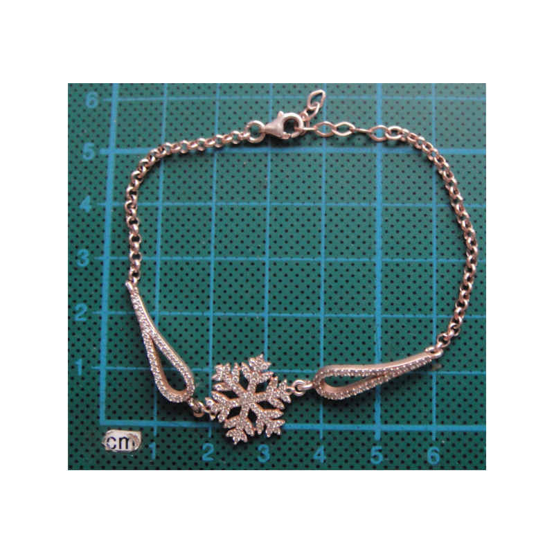Zirkon Taşlı Kar Tanesi Gümüş Bileklik_806