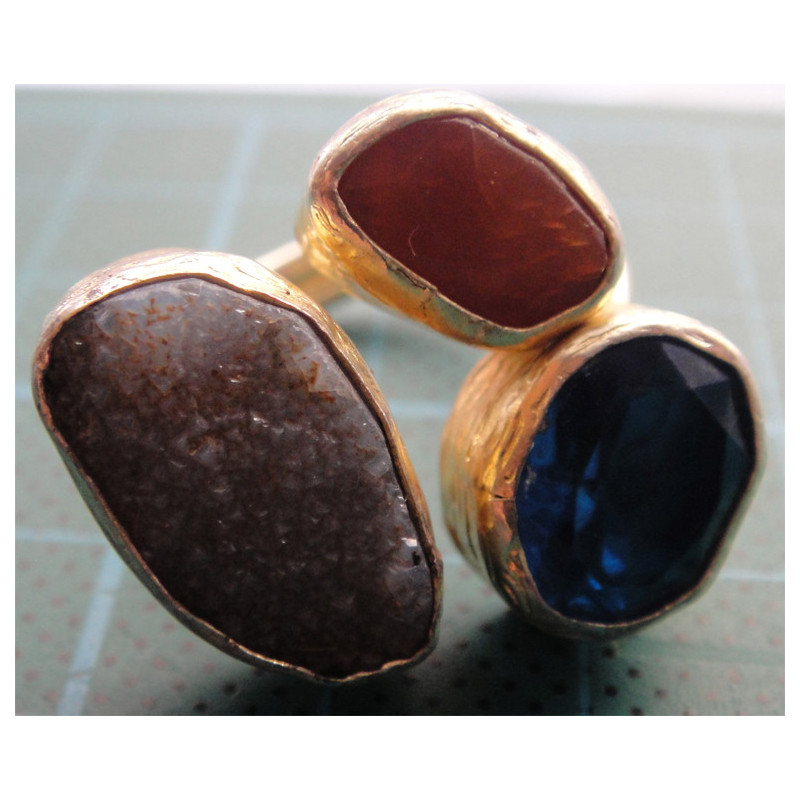 Doğal Taşlı Gümüş Yüzük_1318