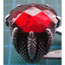 Pençeli Kırmızı Taşlı Gümüş Erkek Yüzük_1333