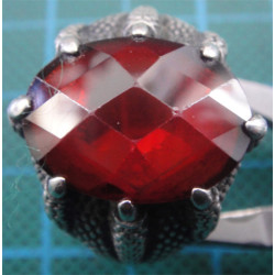 Pençeli Kırmızı Taşlı Gümüş Erkek Yüzük_1333