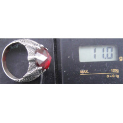 Pençeli Kırmızı Taşlı Gümüş Erkek Yüzük_1333