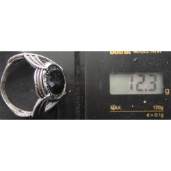 Siyah Taşlı İri Boy Gümüş Yüzük_1346