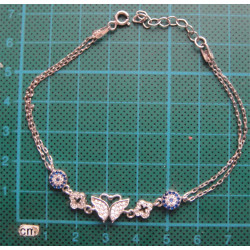 Kelebek Formunda Nazarlıklı Gümüş Bileklik_817