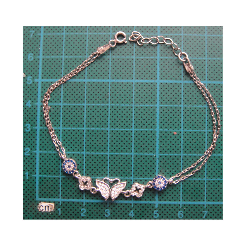 Kelebek Formunda Nazarlıklı Gümüş Bileklik_817