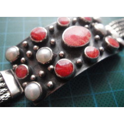 İncili ve Doğal Taşlı Gümüş Bileklik_830