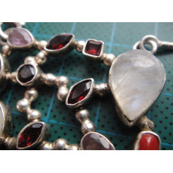 İncili ve Doğal Taşlı Gümüş Bileklik ve Kolye SET_838