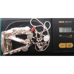 İncili ve Doğal Taşlı Gümüş Bileklik ve Kolye SET_838