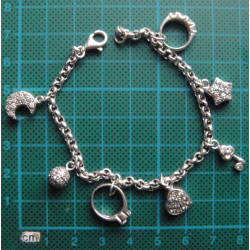 Ay, Kalp ve Yüzüklü Gümüş Bileklik_842