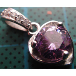 Amatist Taşlı Kalp Gümüş Kolye Ucu_1727