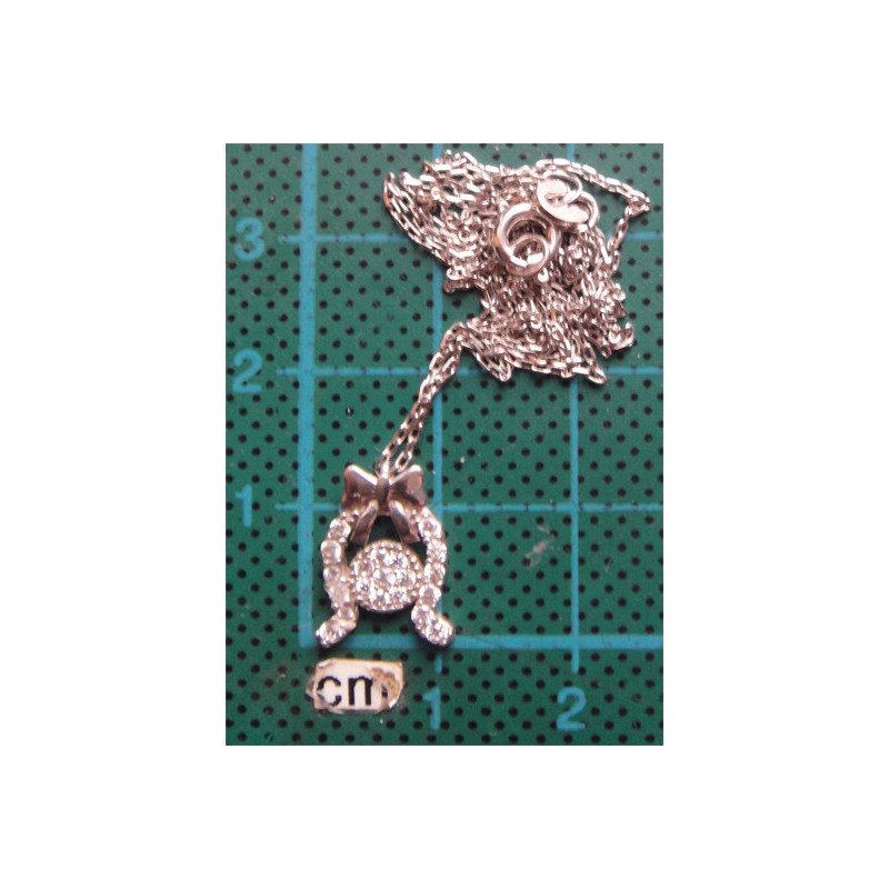 Zirkon Taşlı Kurdelalı Nal Gümüş Kolye Ucu_1731