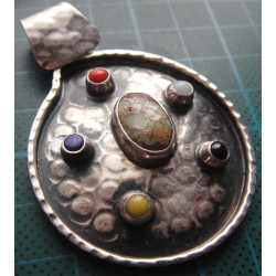 Doğal Taşlı ve İncili Gümüş Kolye Ucu_1744