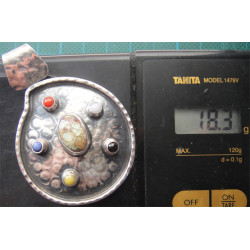 Doğal Taşlı ve İncili Gümüş Kolye Ucu_1744