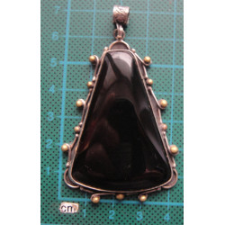 Siyah Doğal Taşlı Gümüş Kolye Ucu_1746