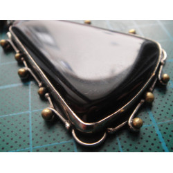 Siyah Doğal Taşlı Gümüş Kolye Ucu_1746