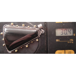 Siyah Doğal Taşlı Gümüş Kolye Ucu_1746