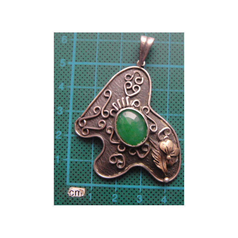 Yeşil Taşlı Gümüş Kolye Ucu_1747