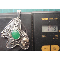 Yeşil Taşlı Gümüş Kolye Ucu_1747