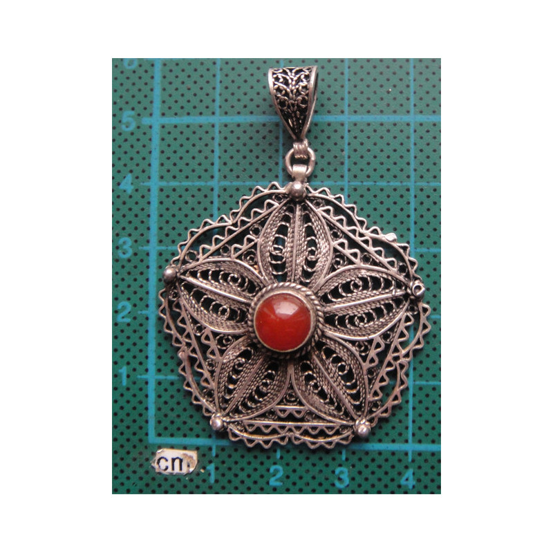 Akik Taşlı Gümüş Kolye Ucu_1749