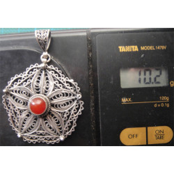 Akik Taşlı Gümüş Kolye Ucu_1749