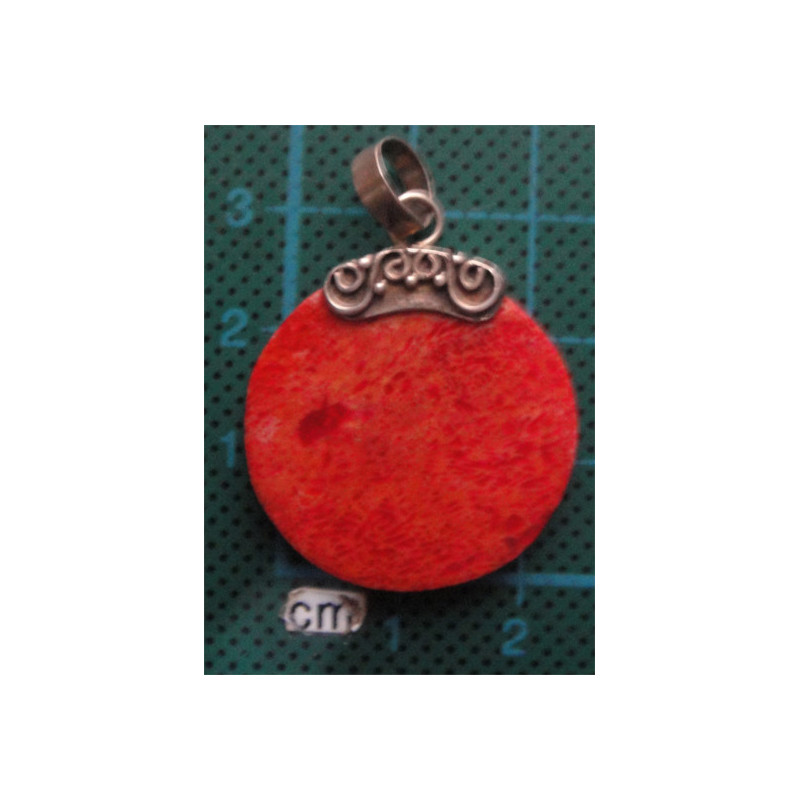 Mercan Taşlı Gümüş Kolye Ucu_1752