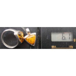 Kehribar Gümüş Kolye Ucu ve Yüzük SET_1753