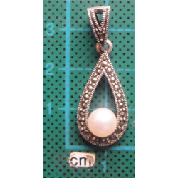 Markazit Taşlı İncili Gümüş Kolye Ucu_1764