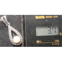 Markazit Taşlı İncili Gümüş Kolye Ucu_1764