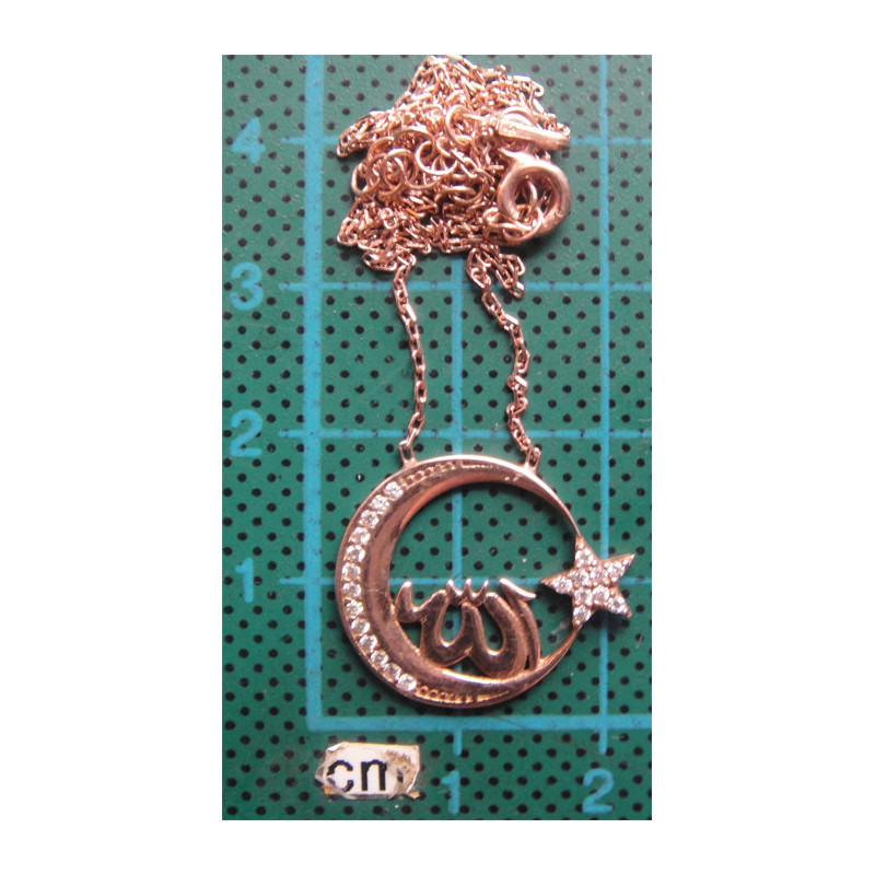 Allah Yazılı Türk Bayrağı Gümüş Kolye Ucu_1770