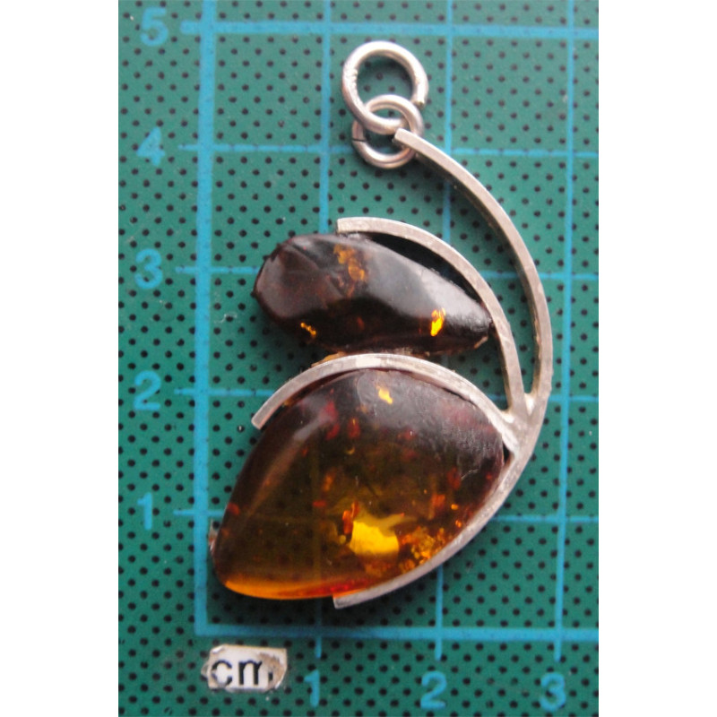 Kehribar Gümüş Kolye Ucu_1774