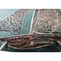 Telkari İşçilikli Yelkenli Gümüş Tekne Biblo_37