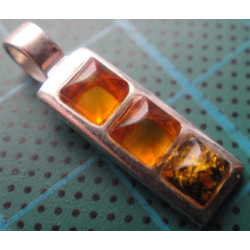 Kehribar Taşlı Gümüş Küpe ve Kolye Ucu SET_436