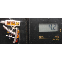 Kehribar Taşlı Gümüş Küpe ve Kolye Ucu SET_436