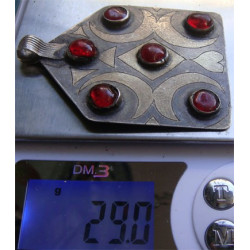 Akik Taşlı Antika Gümüş Kolye Ucu_286