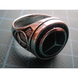 Mercedes-Benz silver signet ring with black stone_1359