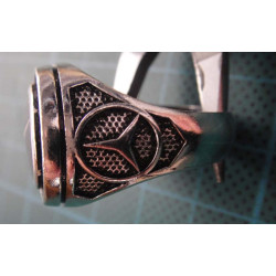 Mercedes-Benz silver signet ring with black stone_1359