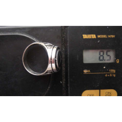 Mercedes-Benz silver signet ring with black stone_1359