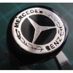 Mercedes-Benz Yazılı Siyah Mineli Gümüş Yüzük_1360