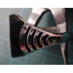 Mercedes-Benz Yazılı Siyah Mineli Gümüş Yüzük_1360