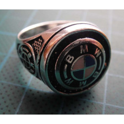 Silver ring with BMW logo and blue-white enamel_1361