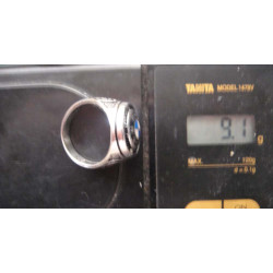 Silver ring with BMW logo and blue-white enamel_1361