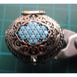 Ottoman style silver locket ring with turquoise stones_1362