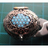 Ottoman style silver locket ring with turquoise stones_1362