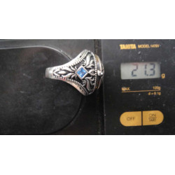 Ottoman style silver locket ring with turquoise stones_1362