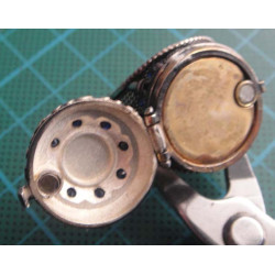 Ottoman style silver locket ring with blue and purple stones and floral medallion_1363