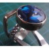 Silver ring with deep blue and navy patterned stone_1366